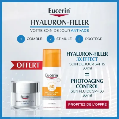 PACK EUCERIN HYALURON FILLER (+3 X EFFECT) JOUR SPF15 PEAUX SECHES 50ML + SPF50 PHOTOAGING FLUID 50ML