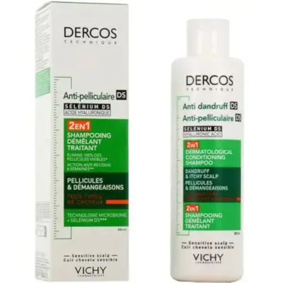VICHY Dercos Shampooing Démêlant Traitant Anti-Pelliculaire 2en1