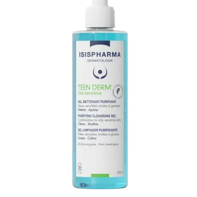 ISISPHARMA TEEN DERM GEL SENSITIVE NETTOYANT PURIFIANT PEAUX SENSIBLES MIXTES A GRASSES 250ML