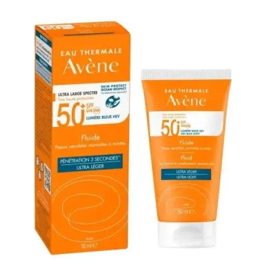 AVENE ECRAN FLUIDE SPF50+ PEAUX SENSIBLES NORMALES A MIXTES INVISIBLE 50ML